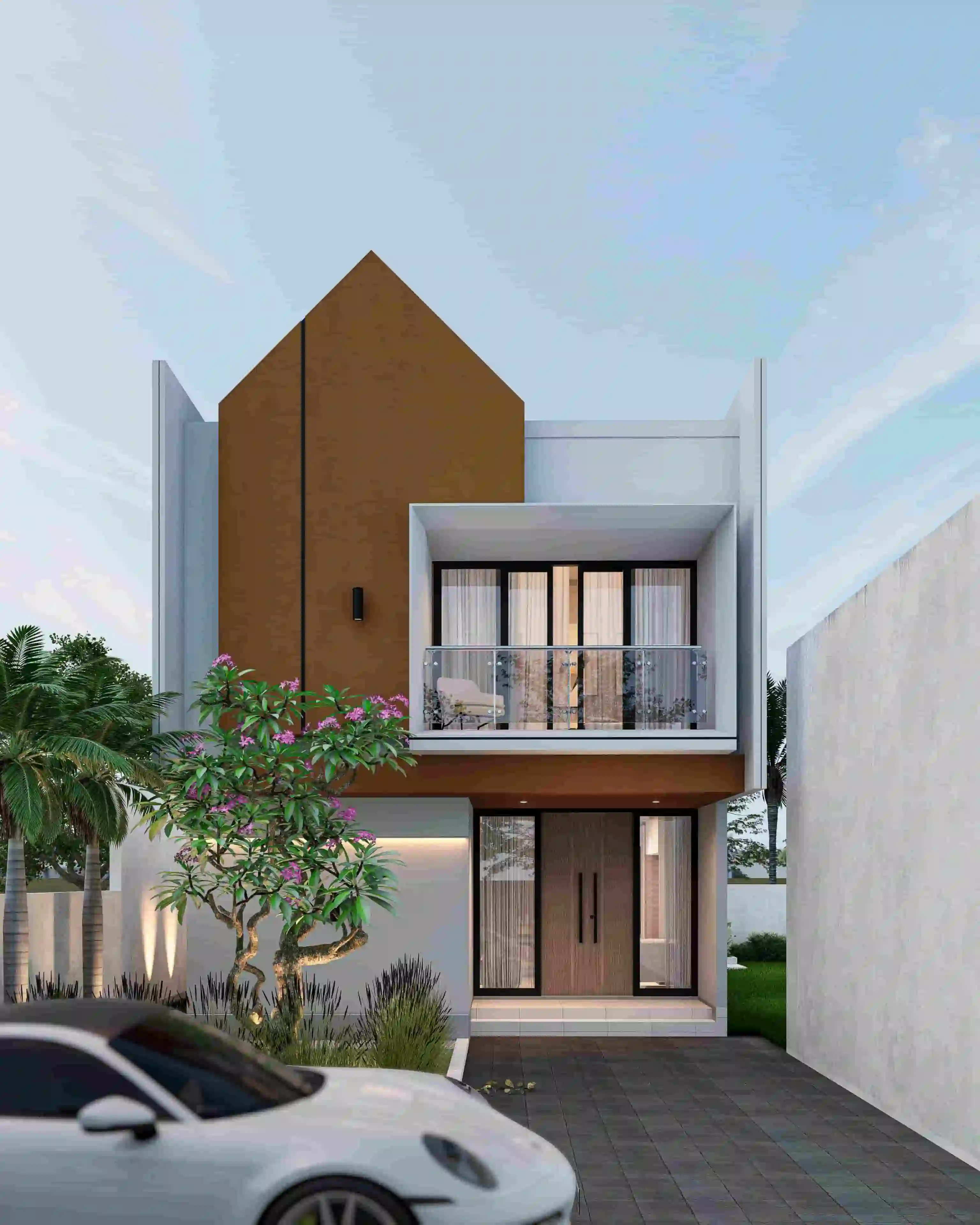Fasad rumah minimalis urban dengan garis geometris modern
